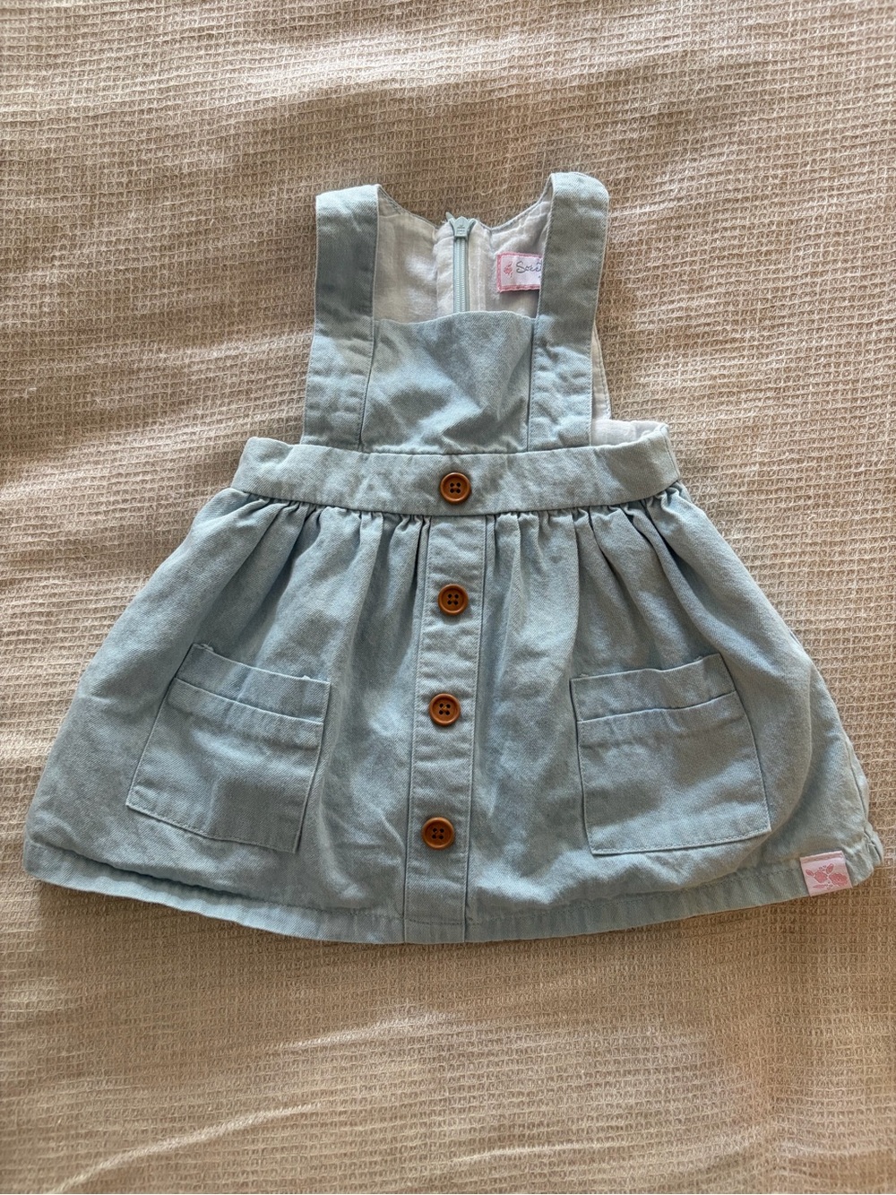 Sweethoney Girls Light Blue Pinafore Skirt Dress with Buttons